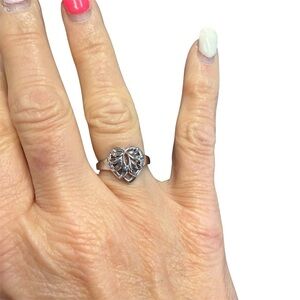 Avon Sterling Silver Diamond cut Heart Ring size 6 NIB VINTAGE